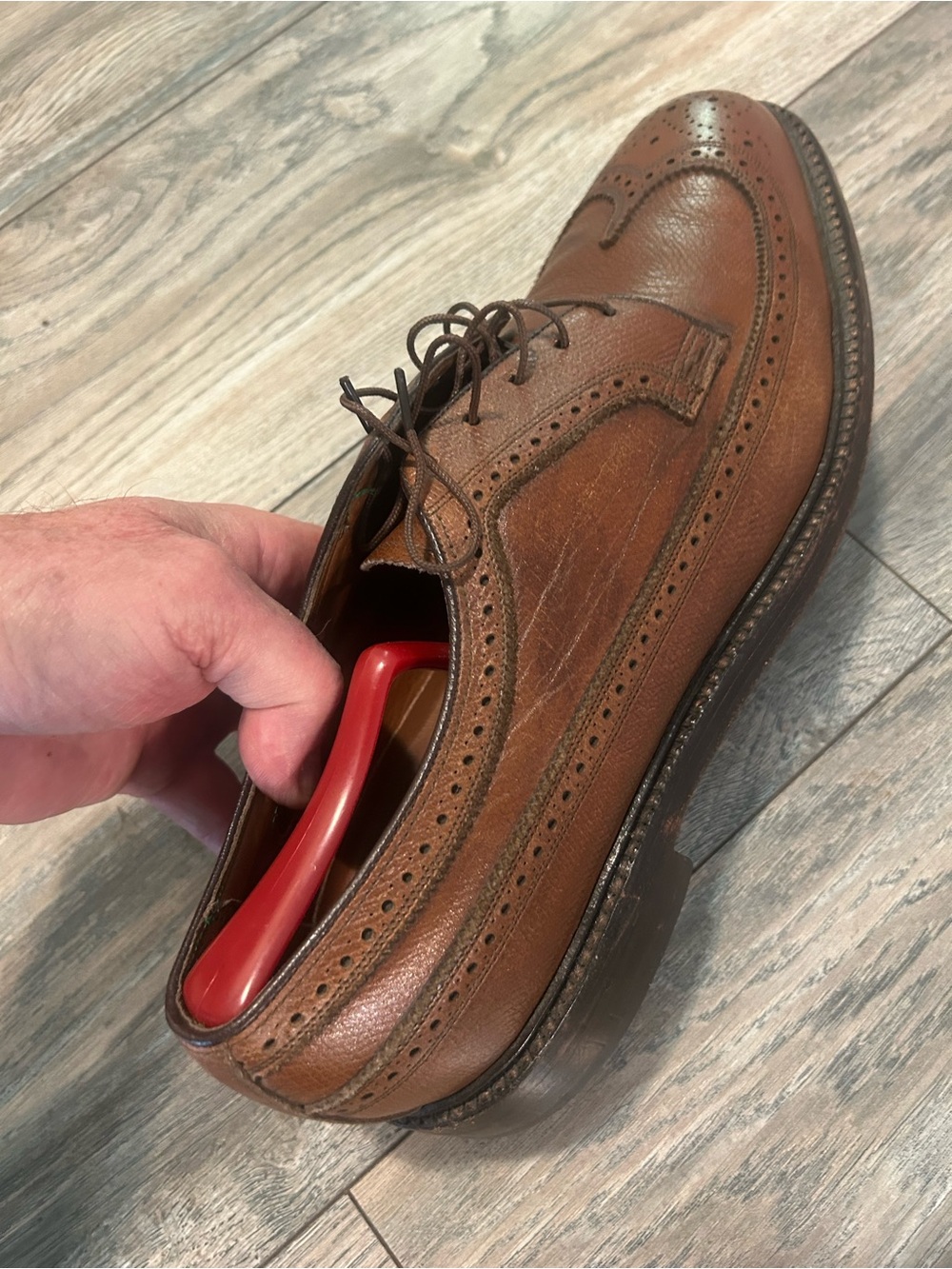 Florsheim Imperial 93602 Wingtip Shoes Men’s 11.5 D Brown Pebble Grain - Picture 11 of 13